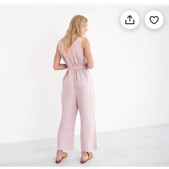 Light Pink Linen Jumpsuit - Picture 3 of 6